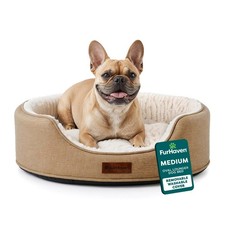 Furhaven Pet Products Medium Foam Oval Lounger Dog  Cat Bed With Reversible
