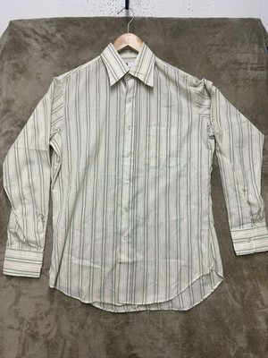 Vintage 70 s Montgomery Ward Long Sleeve Button Down Striped Mens 15.5-34