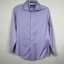 Saks Fifth Avenue Black Label Purple Button Up Slim Fit Egyptian Cotton 16 32 33