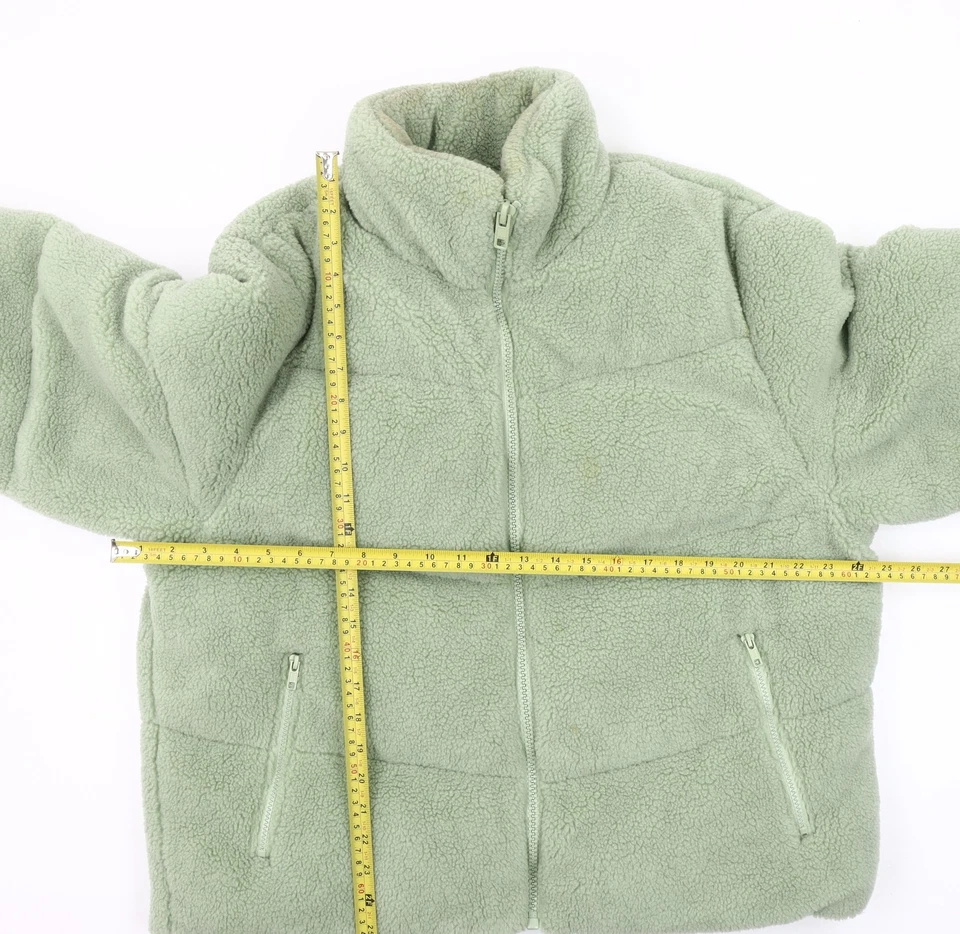 ASOS DESIGN Women’s Green Fleece Puffer Jacket L Full Zip Winter Coat - Изображение 2 из 4
