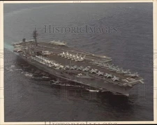 1988 Press Photo Attack Aircraft Carrier USS Constellation at Sea - pim13771