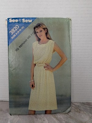 See & Sew 3820 Dresses Size A (8-10-12)