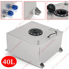 40L 10 Gal Aluminum Fuel Surge Cell Tank Fitting Sensor Foam Inside NEW
