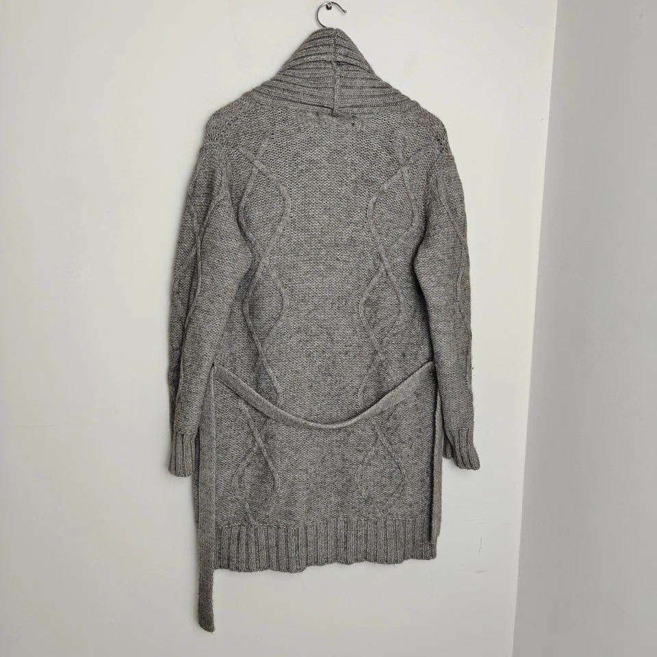 Barbour Wrap Cardigan Women's Grey Marl UK 12 Wool Alpaca Blend Cable Knit - Image 2 of 4