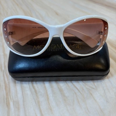 MGM Mirage International White Bejeweled Tinted Sunglasses 4009