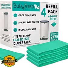 DEKOR classic Diaper Pail Refills 4 1 Pack 30 Extra Thick Odor Control