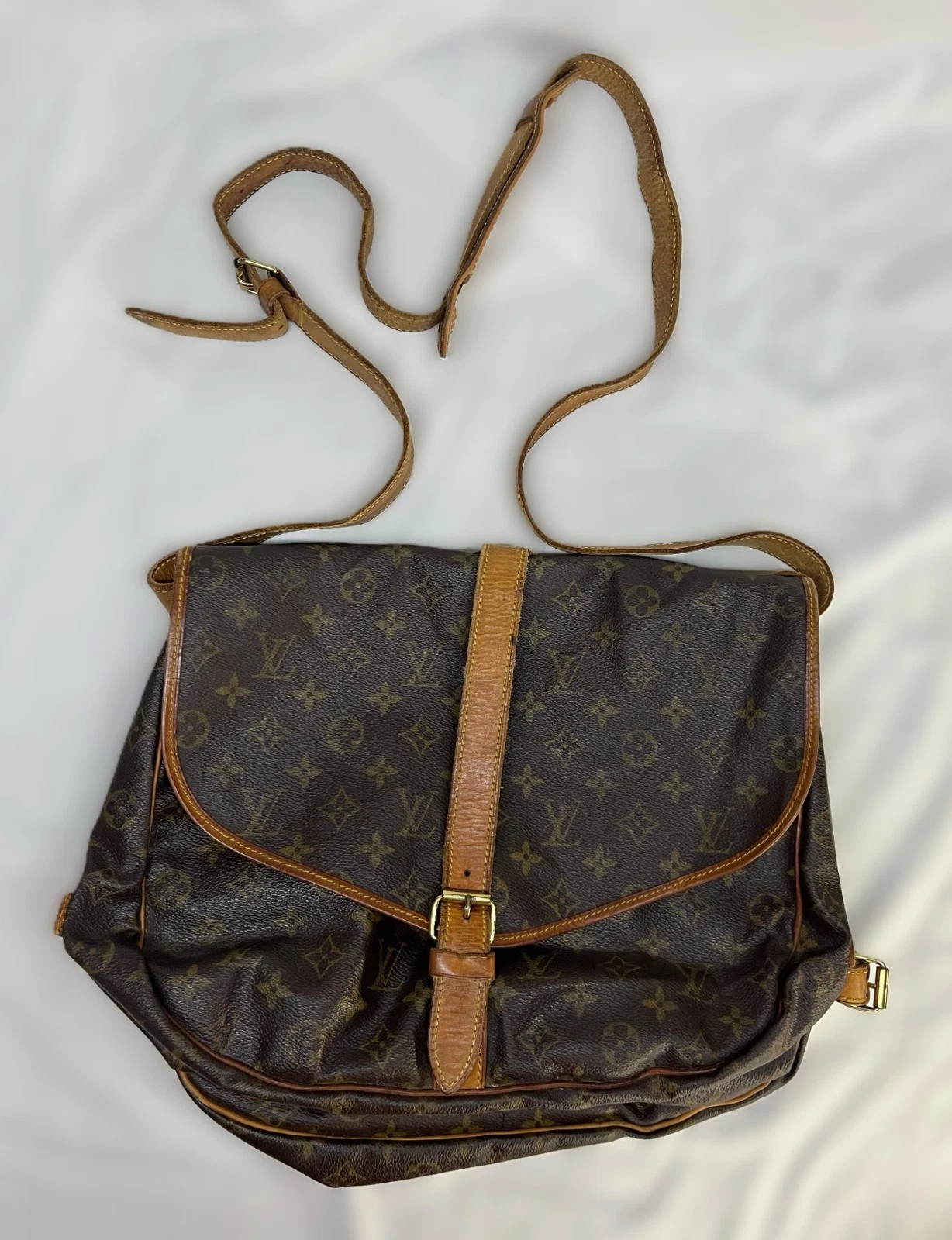 LOUIS VUITTON（LV） Borsa a tracolla Louis Vuitton Saumur monogramma tela pelle made in France