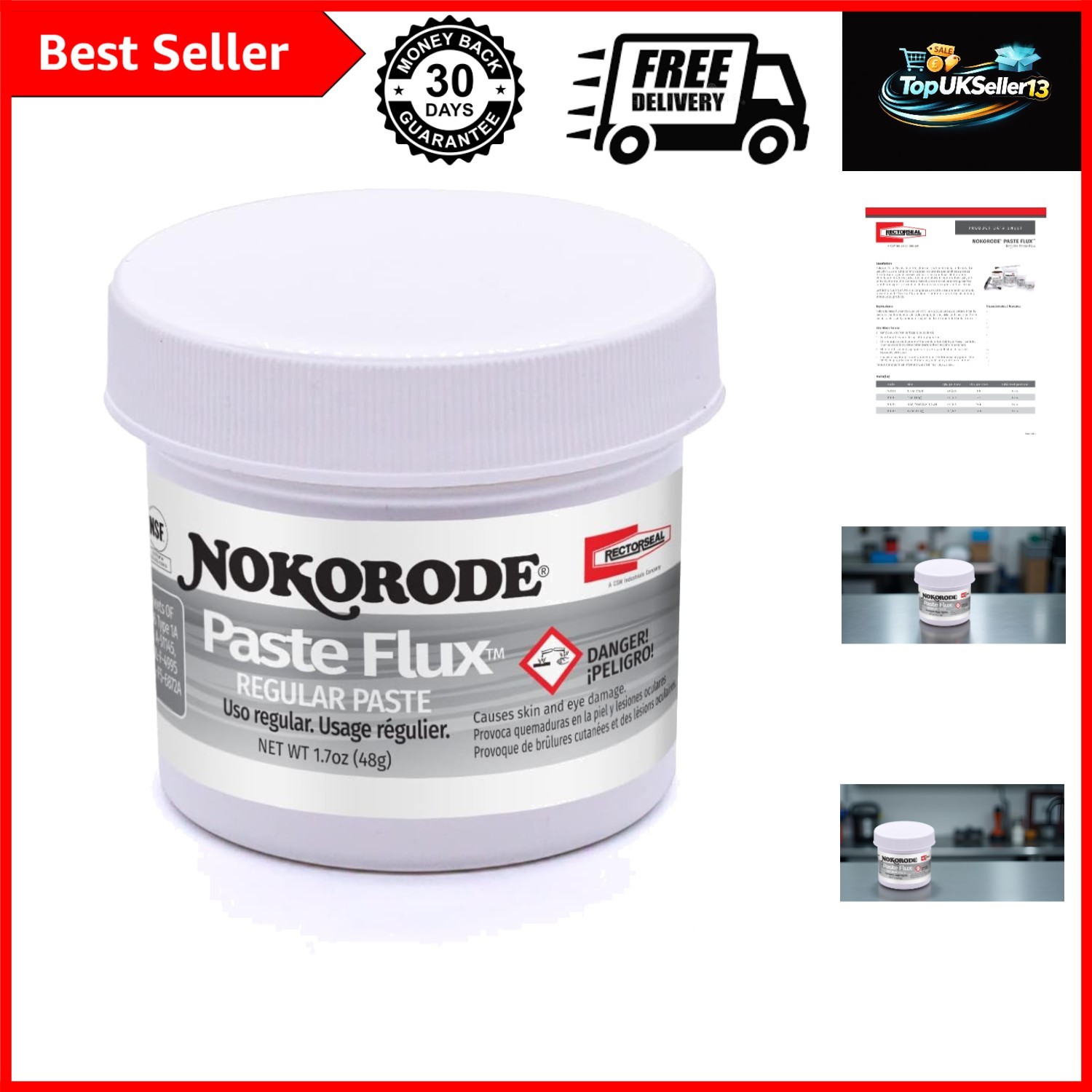 Nokorode Paste Flux, Cleans and Fluxes, Plumbing, 1.7 oz.