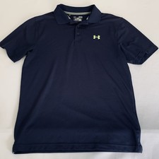 Under Armour Shirt Men M Navy Blue HeatGear Loose Fit Polo Golf Athletic Casual