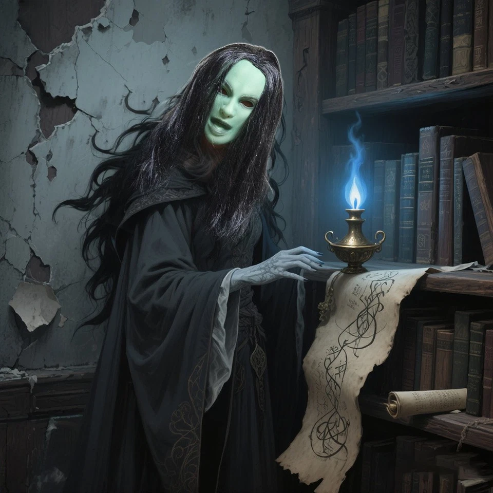 Cara Verde Mujer Fantasma Fiesta Disfraz Máscara Látex Foto 2 de 4