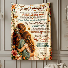 Mother Daughter Love Floral Butterfly Coral Fleece Blanket