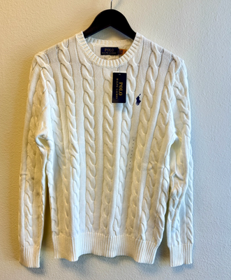 Polo Ralph Lauren Men's Cotton Crew Neck Cable Knit Sweater Off