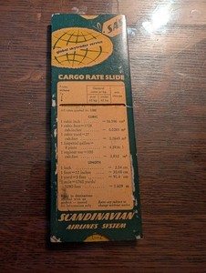 Vintage SAS Scandinavian Airlines Cargo Rate Calculator Slide Rule Chart