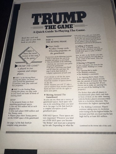 HTF TRUMP The Game 1989 Milton Bradley Made in USA Donald J Trump COMPLETE - Picture 5 of 18