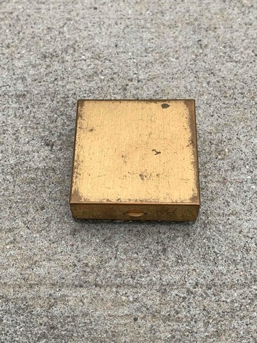 Vintage Miniature Brass with Silver Confetti Hinged Lid Square Trinket Pill Box - Picture 7 of 7