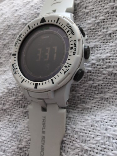 Casio ProTrek PRG-300 Used Watch White Triple Sensor Solar Water Resistant - Imagen 5 de 18