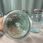Lot of 4 Quart Atlas Strong Shoulder Blue Glass Mason Jars, Metal Screw-On Lids — photo 5