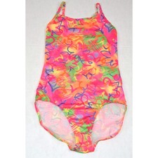 Vintage Swimsuit Sand N Sun Size S/M 80s Hot Pink Green Yellow Graffiti Flowers