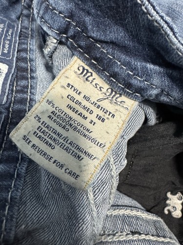 Jeans Miss Me donna taglia 27 (28x29) blu denim relaxed bootcut impreziosito usato in ottime condizioni - Foto 12 di 12