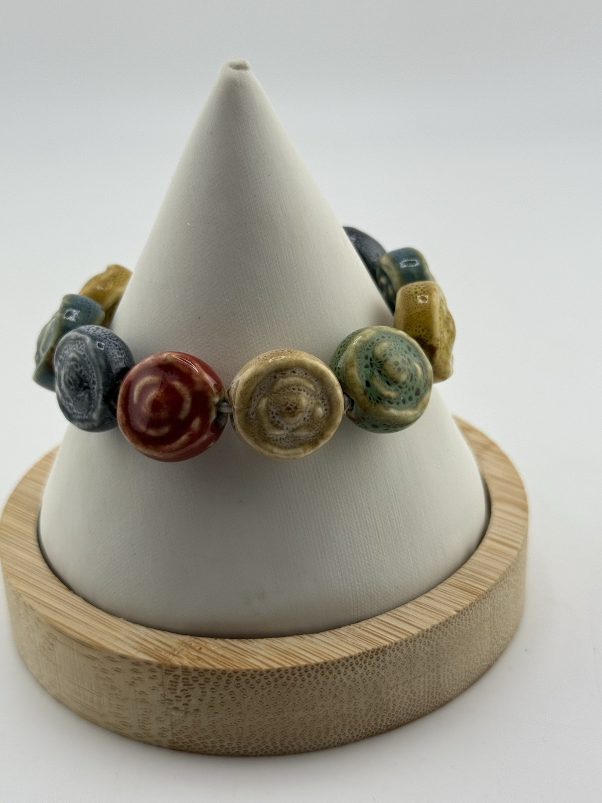 Multicolor ceramic flower bracelet Handcrafted Ar… - image 2