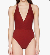 La Blanca Women's V-Front Cross Back One Piece Swimsuit Crimson Sz 8