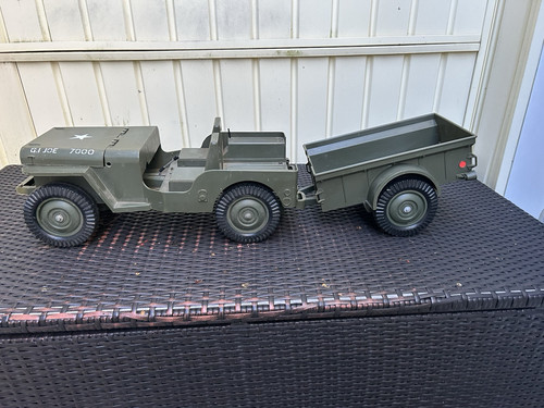 1964 Hasbro GI JOE 7000 Military Jeep w/ Original Trailer Hassenfeld Bros. VG - Picture 1 of 19