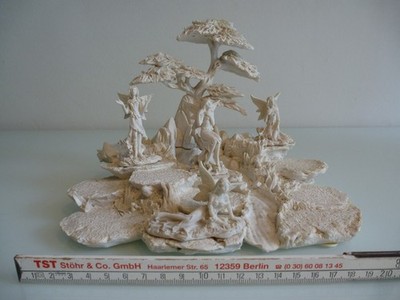 Detailed Indoor Fountain Sculptures Including Several Fairy Figures Fairies