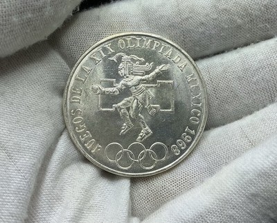 Olympic Games 1968 Coin 25 Pesos Juegos de la XIX Olimpiada Mexico Silver P337