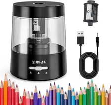 Electric Pencil Sharpener Auto Stop Battery Operated Black