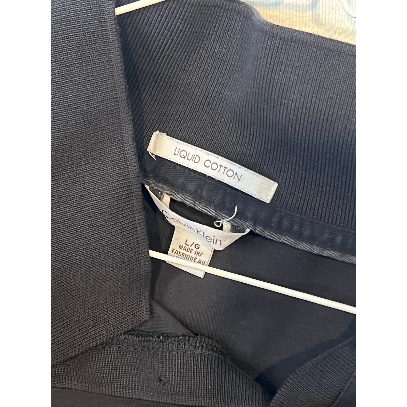 Calvin Klein Black Liquid Cotton Polo Shirt Mens L image 3