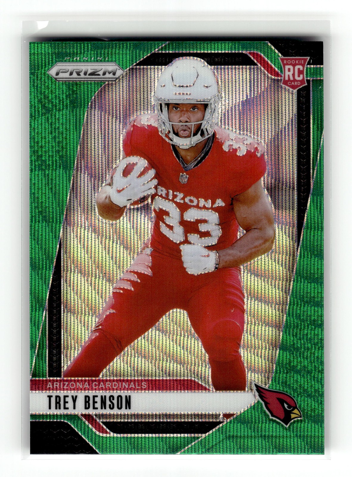 Trey Benson 2024 Panini Prizm #392 Rookie Arizona Cardinals Green Wave RC
