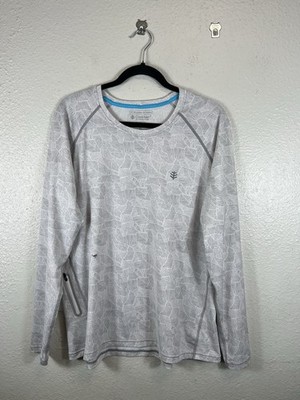 Coolibar Shirt Unisex XL Long Sleeve White Gray UPF 50+ Excellent UV Protection