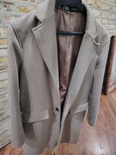 ZARA Men's Classic Wool Overcoat Coat - Camel 40 R New Light Warm Sexy Sold Out