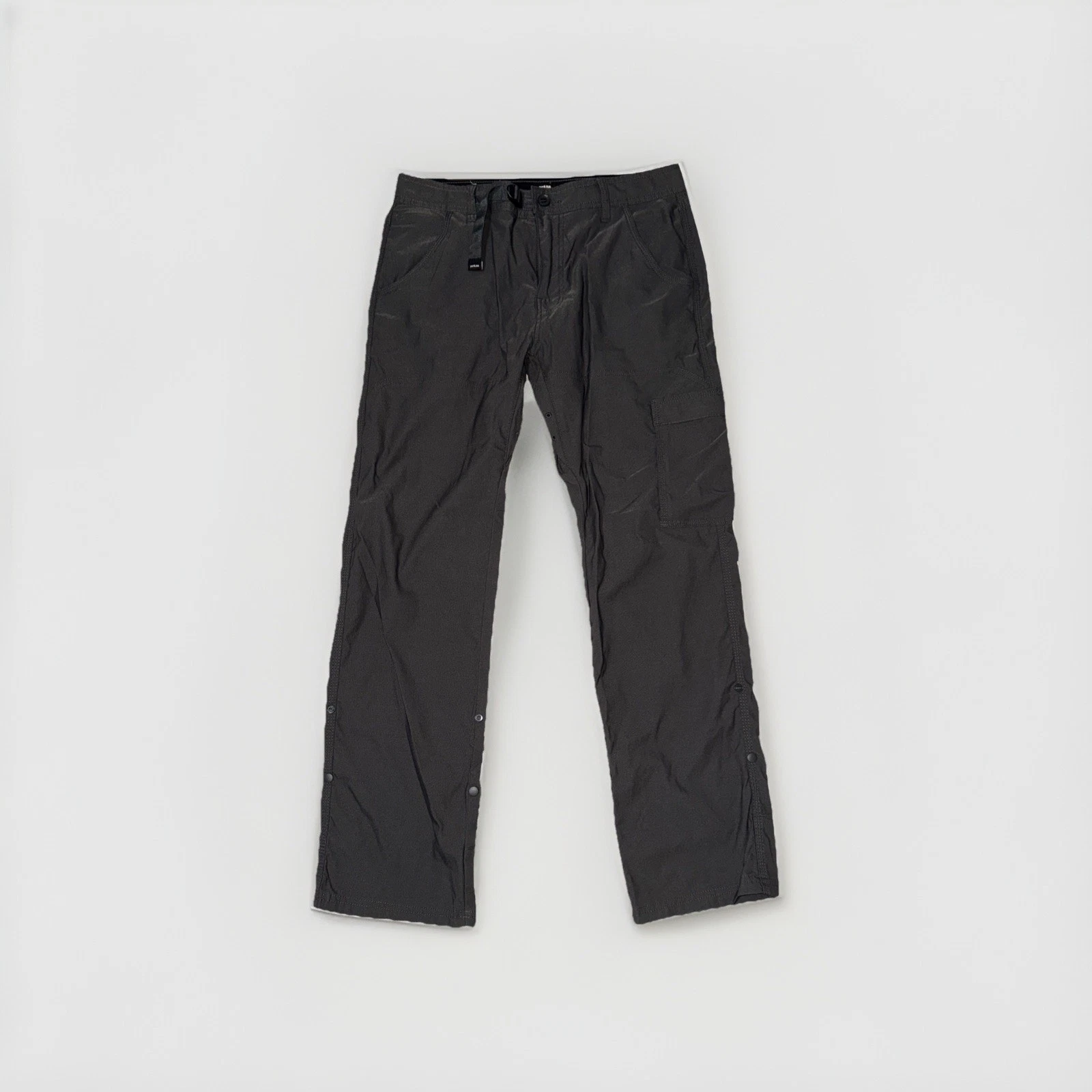 Prana Stretch Zion II Straight Pants Hiking Belt Roll Snap Up 32x30 Mens Grey