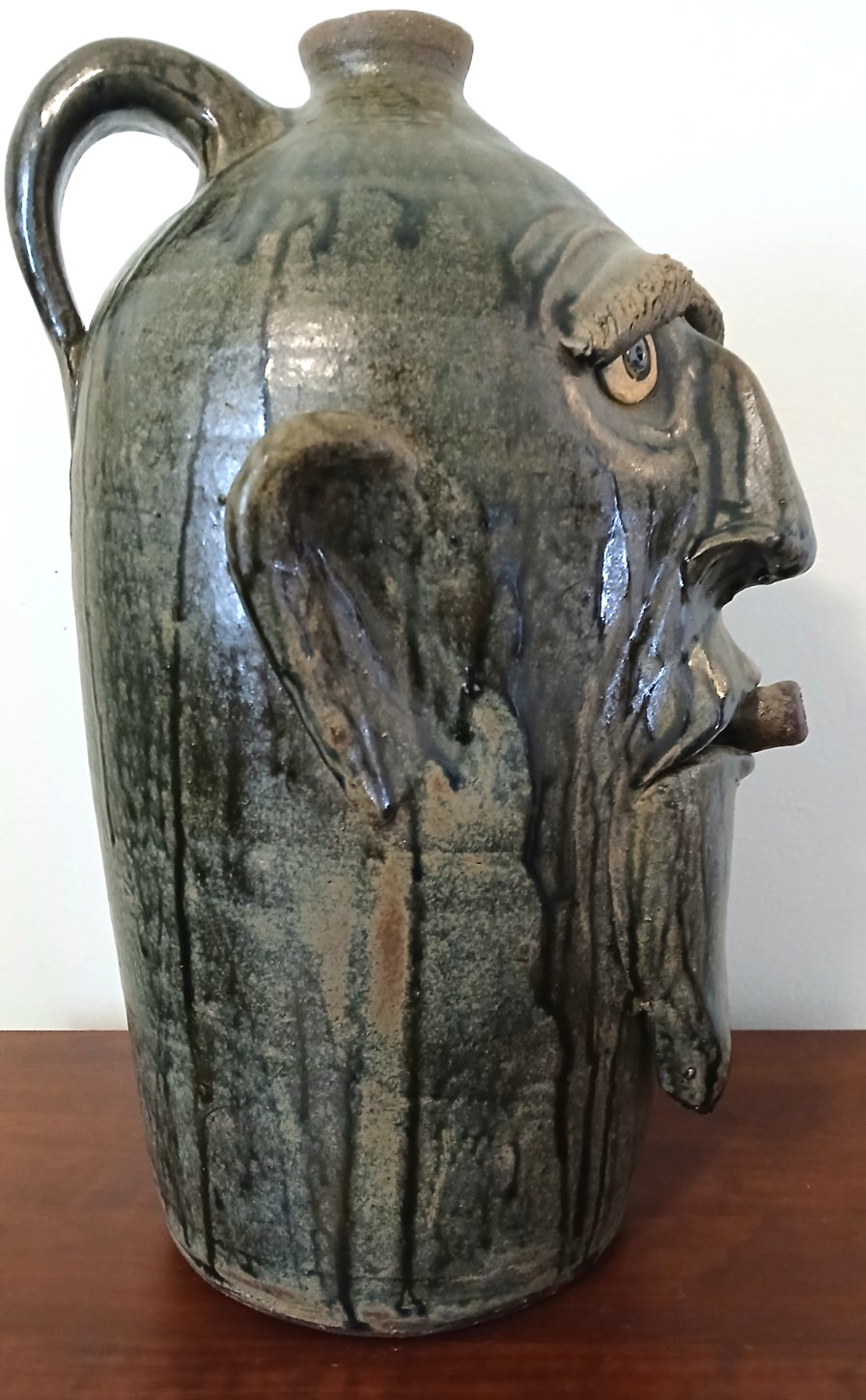 Dal Burtchaell "Ugly Face" Cigar Smoker with Patina Drip Glaze