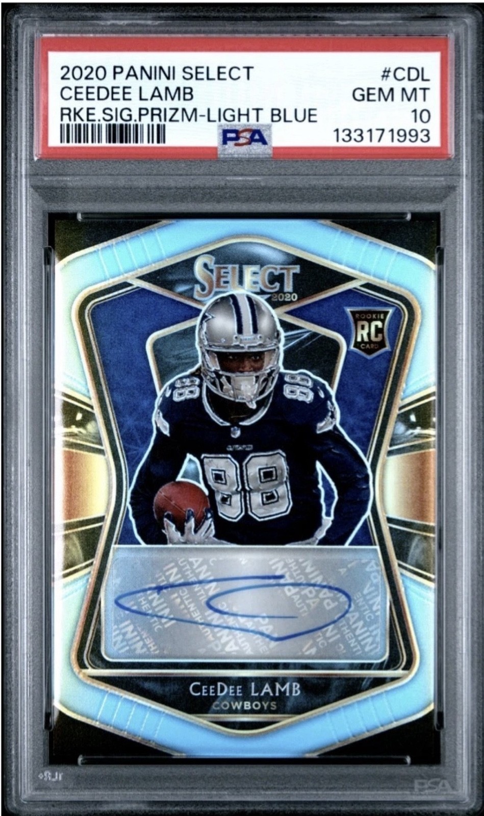 2020 Panini Select - Rookie Signatures CeeDee Lamb #RS-CDL Light Blue Prizm /35