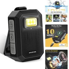 Wearable Clip-On Bluetooth Speaker with Flashlight, Waterproof, 10W Stereo, ...