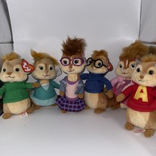 Set 6 Ty Beanie Babies Chipmunks Alvin Simon Theodore Brittany Eleanor Jeanette