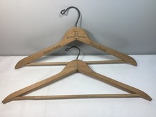 Vintage Hilton Hotel Around the World Wooden Hangers Lot of 2 Hotel Ads