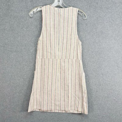 Olivaceous Linen Blend Mini Dress Sz Small Pastel Plunging Neckline Preppy  Boho | eBay