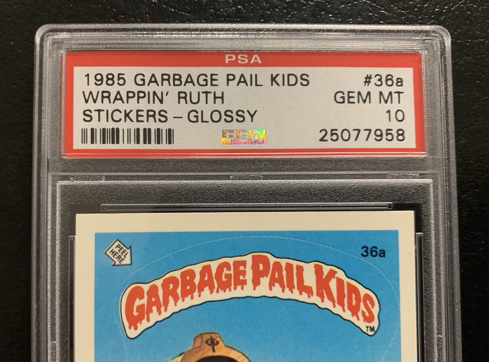 1985 Garbage Pail Kids Wrappin’ Ruth 36a PSA 10 GEM MINT-RARE GLOSSY CARD!! TWT view 3
