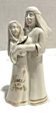 Hallmark Love Is Born Holiday Figurine 6.5”White/Gold Trim Porcelain Holy Family