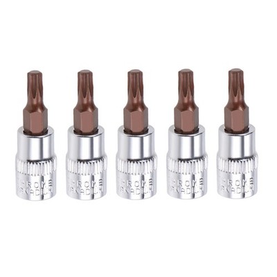 5pcs 1/4'' Drive x T20 Torx Bit Socket S2 Steel Bits CR-V Sockets 38mm
