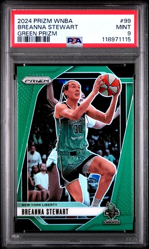 2024 PANINI PRIZM WNBA GREEN PRIZM #99 BREANNA STEWART PSA 9