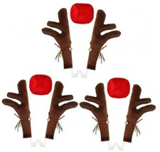 3 Pcs Christmas Reindeer Car Kit, Car Antlers and Nose Decorations with