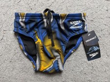 Speedo Swim Briefs Mens 24 Team Royal Blue Gold Endurance Drawstring Lined NWT