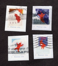 #5243-6 The Snowy Day Stamps, Used Set of 4, Forever, On Paper