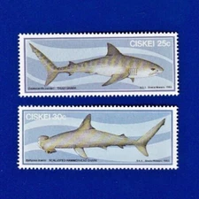 TIGER SHARK STAMP SCALLOPED HAMMERHEAD SHARK CISKEI PREDATOR FISH POSTAGE MNH