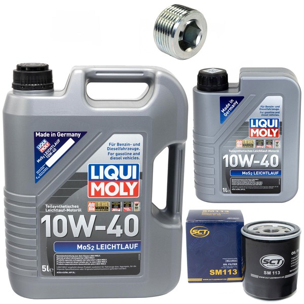 MotoröL Set 10W-40 6 Liter + ÖLfilter Sm 113 + Schraube FüR Fiat Ducato Kasten-image