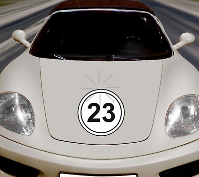 Car Sticker Start Race Rally Number # NR Circle 23 D44 2xSticker 20cm Film